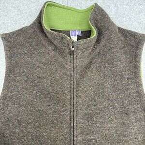 Ibex Women's Carrie Full Zip Merino Wool Vest Brown Medium Pockets USA